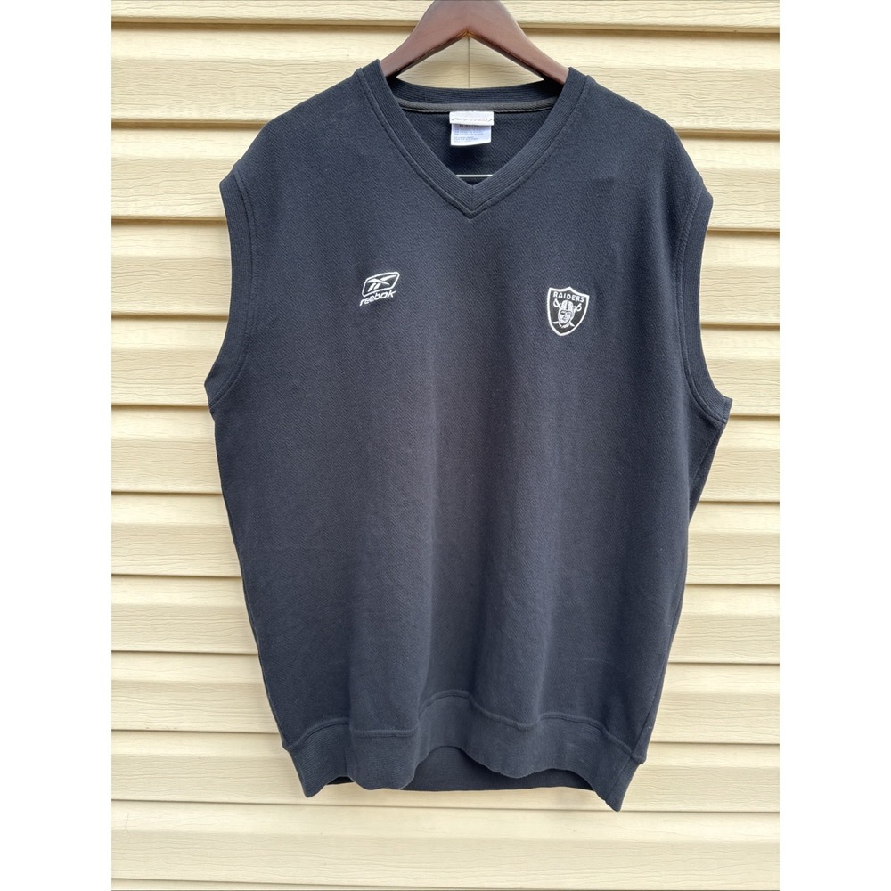 VTG Oakland Raiders Sweater Vest‎ XL Reebok Las Vegas Y2K Coach Madden Al Davis